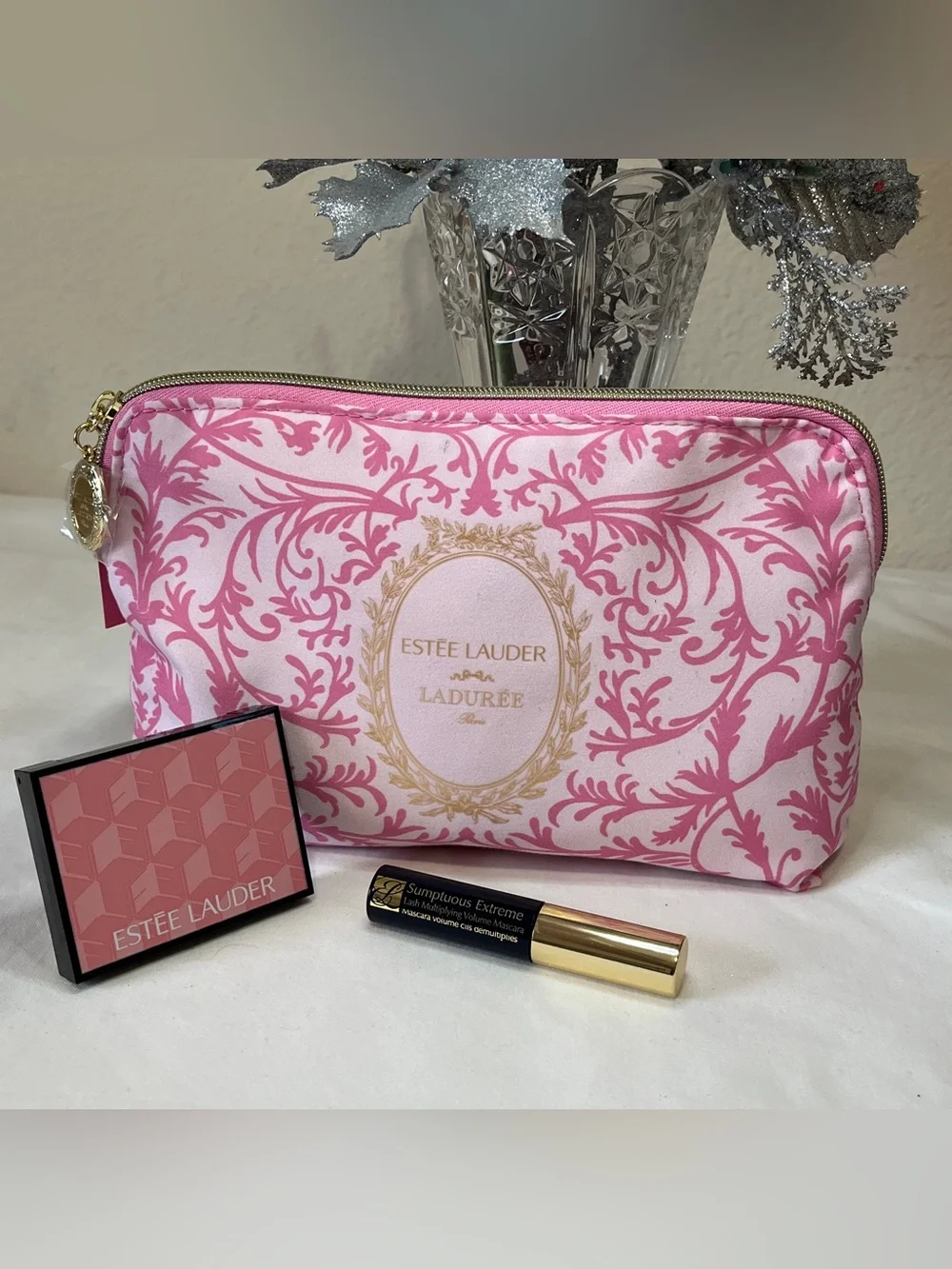 Estee Lauder Bronze Goddess 02 Medium Powder Bronzer Mini Black Mascara & Bag